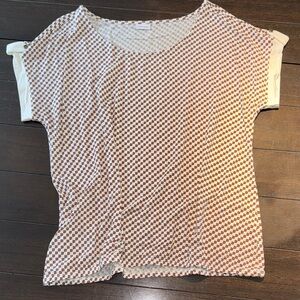 Chic Cream and Brown Patterned Women's Blouse